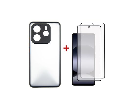 Чохол до мобільного телефона Dengos Kit Xiaomi Redmi Note 14 5G Matte + 2 pcs glass (Black) (DG-CTG2P-01)