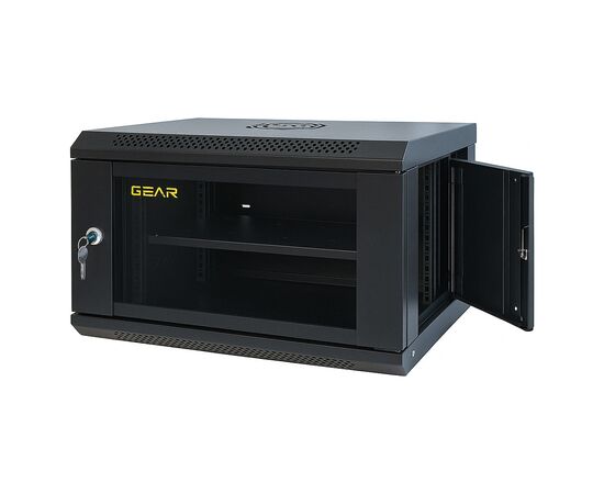 Шкаф настенный GEAR 6U 19" 600x450x350 мм, + полка 19", black (GWMSN-6U-600-450), изображение 2