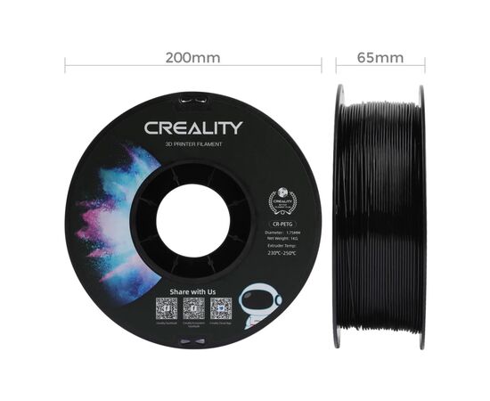 Пластик для 3D-принтера Creality PETG 1.75мм, black, 1кг (3301030035), изображение 6 Пластик для 3D-принтера Creality PETG 1.75мм, black, 1кг (3301030035), изображение 6