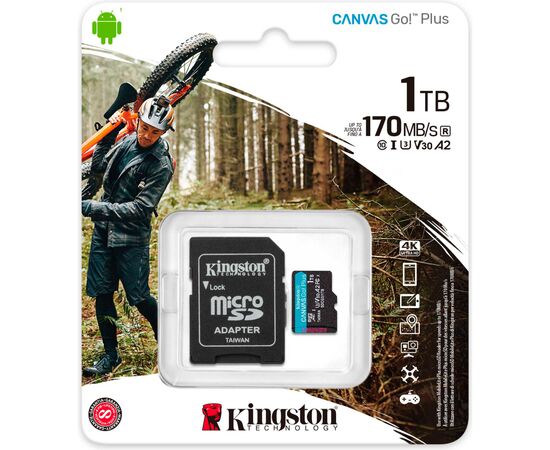 Карта памяти Kingston 1TB microSDXC сlass 10 UHS-I U3 V30 A2 Canvas Go Plus G4 (SDCG4/1TB), изображение 3 Карта памяти Kingston 1TB microSDXC сlass 10 UHS-I U3 V30 A2 Canvas Go Plus G4 (SDCG4/1TB), изображение 3