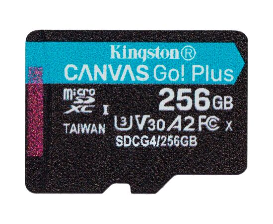 Карта пам'яті Kingston 256GB microSDXC сlass 10 UHS-I U3 V30 A2 Canvas Go Plus G4 (SDCG4/256GBSP)