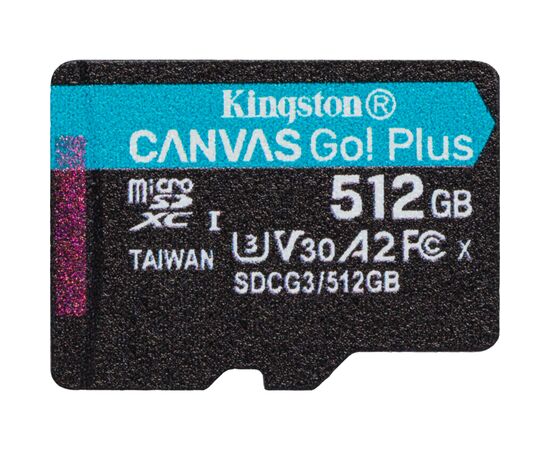 Карта памяти Kingston 512GB microSDXC сlass 10 UHS-I U3 V30 A2 Canvas Go Plus G4 (SDCG4/512GBSP)