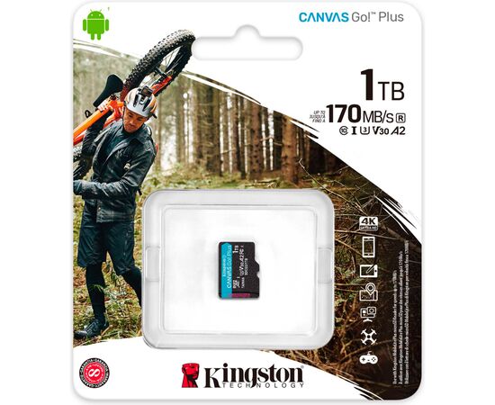 Карта памяти Kingston 1TB microSDXC сlass 10 UHS-I U3 V30 A2 Canvas Go Plus G4 (SDCG4/1TBSP), изображение 3 Карта памяти Kingston 1TB microSDXC сlass 10 UHS-I U3 V30 A2 Canvas Go Plus G4 (SDCG4/1TBSP), изображение 3