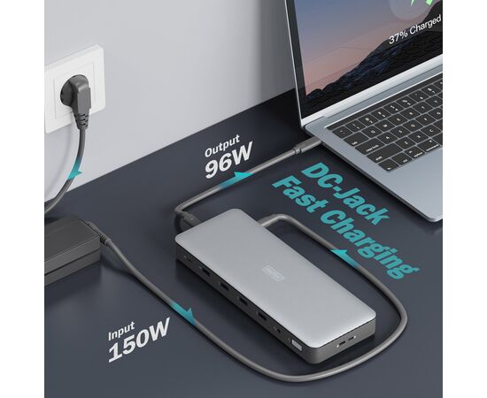 Порт-реплікатор Digitus USB-C > 3xHDMI/2xDP/4xUSB-A/USB-C/RJ54/DC/Audio (DA-70918), зображення 10 Порт-реплікатор Digitus USB-C > 3xHDMI/2xDP/4xUSB-A/USB-C/RJ54/DC/Audio (DA-70918), зображення 10