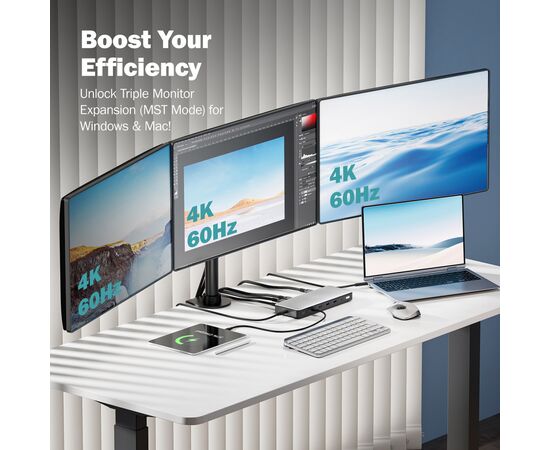 Порт-реплікатор Digitus USB-C > 3xHDMI/2xDP/4xUSB-A/USB-C/RJ54/DC/Audio (DA-70918), зображення 11 Порт-реплікатор Digitus USB-C > 3xHDMI/2xDP/4xUSB-A/USB-C/RJ54/DC/Audio (DA-70918), зображення 11
