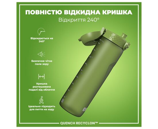 Бутылка для воды ION8 OneTouch 1000 мл BPA Free Khaki Green (I8RF1000KGRE), изображение 3 Бутылка для воды ION8 OneTouch 1000 мл BPA Free Khaki Green (I8RF1000KGRE), изображение 3