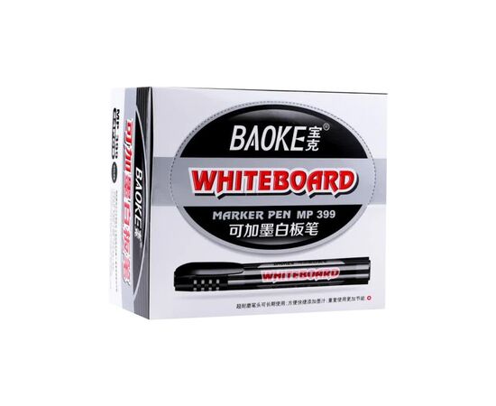 Маркер Baoke для сухостираємих дощок, 2.5 мм чорний 12 шт (MARK-BOA-BAO399B-12)