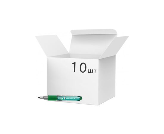 Маркер Stanger водостойкий, 1-3 мм, с гриппом зеленый 10 шт (MARKER-PER-STM250G10)