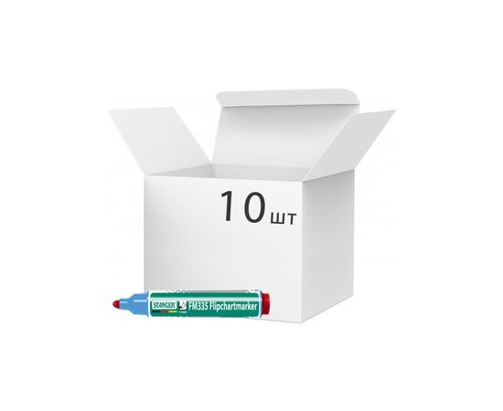 Маркер Stanger для фліпчарту, 1-3 мм червоний 10 шт (MARKER-FLISTFM335R10)
