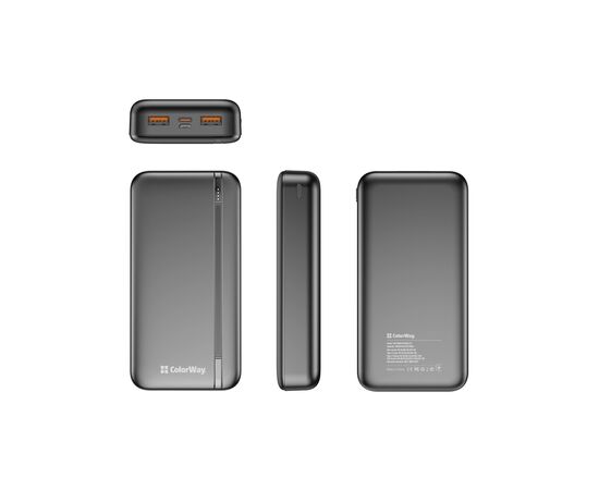 Батарея универсальная ColorWay 20 000 mAh Portable Charger (USB/QC3.0 + USB-C/PD/22.5W) Black (CW-PB200LPB4BK-PD), изображение 5 Батарея универсальная ColorWay 20 000 mAh Portable Charger (USB/QC3.0 + USB-C/PD/22.5W) Black (CW-PB200LPB4BK-PD), изображение 5