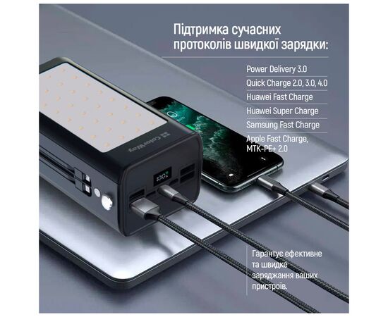 Батарея универсальная ColorWay 80 000 mAh LCD/Lamp (USB/QC3.0 + USB-C/PD/22.5W) Black (CW-PB800LPA8BK-PDD), изображение 8 Батарея универсальная ColorWay 80 000 mAh LCD/Lamp (USB/QC3.0 + USB-C/PD/22.5W) Black (CW-PB800LPA8BK-PDD), изображение 8
