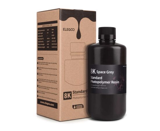 Фотополимерная смола ELEGOO Resin, Standard 8K 1кг, gray space (50.103.0124), изображение 2 Фотополимерная смола ELEGOO Resin, Standard 8K 1кг, gray space (50.103.0124), изображение 2