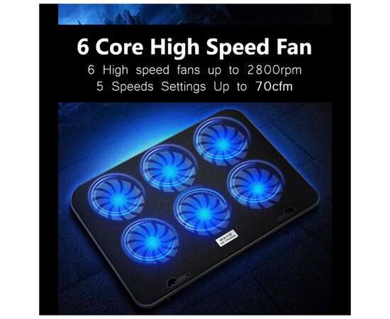 Подставка для ноутбука IceCoorel 10-15.6", 6*60mm 2500 RPM, 2*USB, 353x255x32mm, Black (A9), изображение 4 Подставка для ноутбука IceCoorel 10-15.6", 6*60mm 2500 RPM, 2*USB, 353x255x32mm, Black (A9), изображение 4