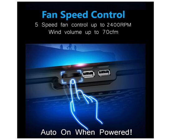 Подставка для ноутбука IceCoorel 10-15.6", 6*60mm 2500 RPM, 2*USB, 353x255x32mm, Black (A9), изображение 7 Подставка для ноутбука IceCoorel 10-15.6", 6*60mm 2500 RPM, 2*USB, 353x255x32mm, Black (A9), изображение 7