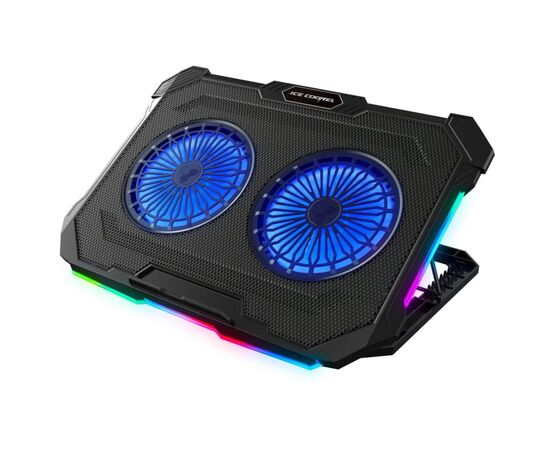 Подставка для ноутбука IceCoorel 10-17", 2*125mm 1200 RPM, 2*USB, 415x293x26.5mm, RGB (F8)