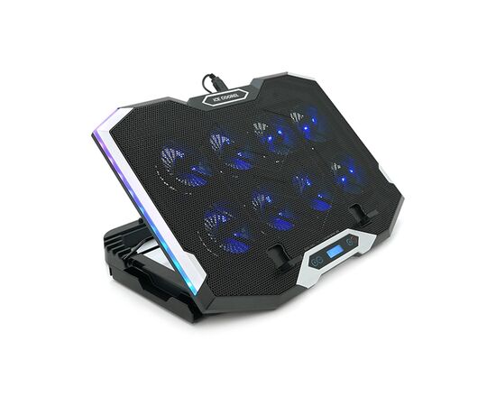 Подставка для ноутбука IceCoorel 10-17", 8*70mm, 2*USB, + LCD, 410x297x40mm, RGB (K10), изображение 2 Подставка для ноутбука IceCoorel 10-17", 8*70mm, 2*USB, + LCD, 410x297x40mm, RGB (K10), изображение 2