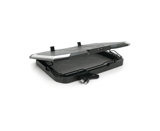 Подставка для ноутбука IceCoorel 10-17", 8*70mm, 2*USB, + LCD, 410x297x40mm, RGB (K10), изображение 4 Подставка для ноутбука IceCoorel 10-17", 8*70mm, 2*USB, + LCD, 410x297x40mm, RGB (K10), изображение 4
