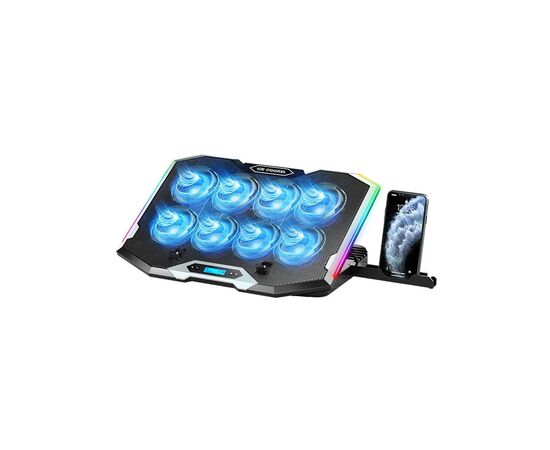 Подставка для ноутбука IceCoorel 10-17", 8*70mm, 2*USB, + LCD, 410x297x40mm, RGB (K10)