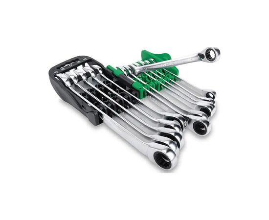 Ключ Toptul трещоточный реверсивный 8-19мм 10шт. на холдере (GSAQ1001), изображение 2 Ключ Toptul трещоточный реверсивный 8-19мм 10шт. на холдере (GSAQ1001), изображение 2