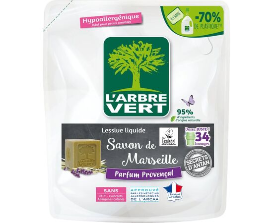 Гель для стирки L'Arbre Vert Марсельское мыло запасной блок 1.5 л (3450601043253)