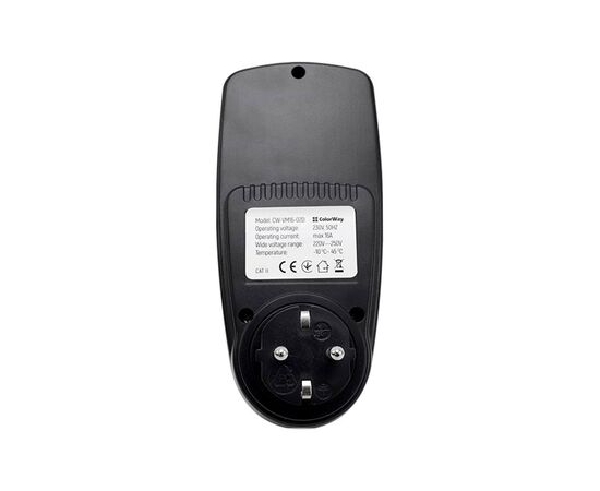 Ваттметр ColorWay цифровий 16A/3680W, black (CW-VM16-02D), изображение 5 Ваттметр ColorWay цифровий 16A/3680W, black (CW-VM16-02D), изображение 5