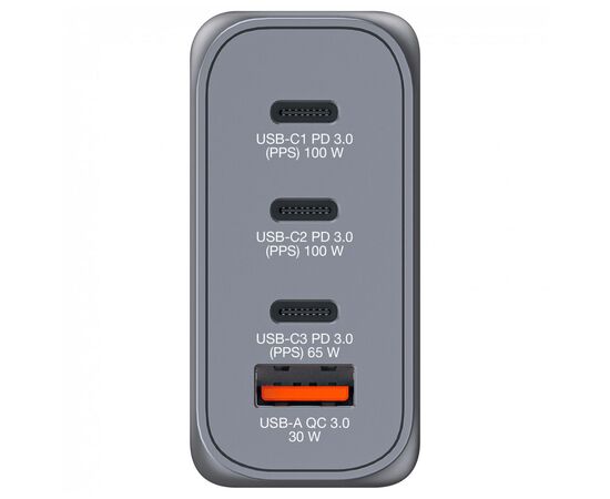 Зарядний пристрій Verbatim GaN 100 W 4 ports (2xUSB-C-100 W,USB-C 65 W /USB-A -3.0) (32202), зображення 5 Зарядний пристрій Verbatim GaN 100 W 4 ports (2xUSB-C-100 W,USB-C 65 W /USB-A -3.0) (32202), зображення 5