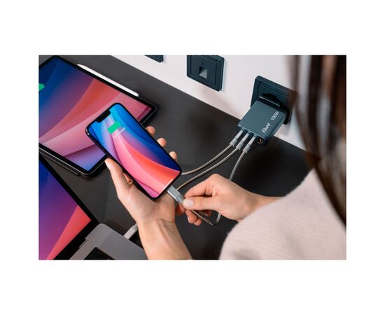 Зарядний пристрій Verbatim GaN 100 W 4 ports (2xUSB-C-100 W,USB-C 65 W /USB-A -3.0) (32202), зображення 7 Зарядний пристрій Verbatim GaN 100 W 4 ports (2xUSB-C-100 W,USB-C 65 W /USB-A -3.0) (32202), зображення 7