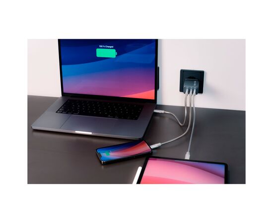 Зарядний пристрій Verbatim GaN 65 W 3 ports (2xUSB-C-65 W /USB-A -3.0) (32201), зображення 6 Зарядний пристрій Verbatim GaN 65 W 3 ports (2xUSB-C-65 W /USB-A -3.0) (32201), зображення 6