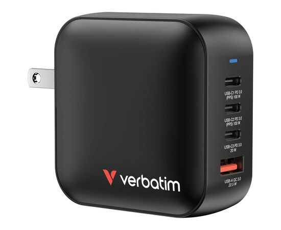 Зарядний пристрій Verbatim MiniGaN 100 W 4 ports (3xUSB-C/1xUSB-A) (32231)
