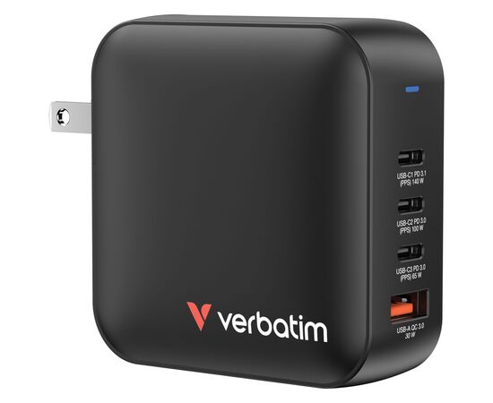 Зарядное устройство Verbatim MiniGaN 165 W 4 ports (3xUSB-C/1xUSB-A) (32216)