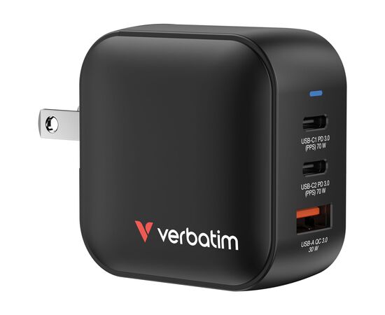 Зарядний пристрій Verbatim MiniGaN 70 W 3 ports (2xUSB-C/1xUSB-A) (32229)