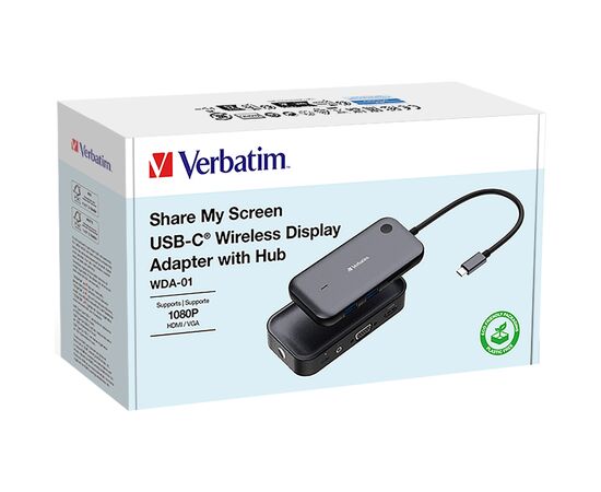 Адаптер Share My Screen 1080p USB-C with WDA-01 Verbatim (32146), изображение 3 Адаптер Share My Screen 1080p USB-C with WDA-01 Verbatim (32146), изображение 3