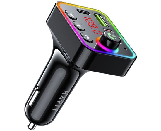 FM модулятор Havit HV-FM819BT USB-A+USB-C PD24W RGB Black (HV-FM819BT)