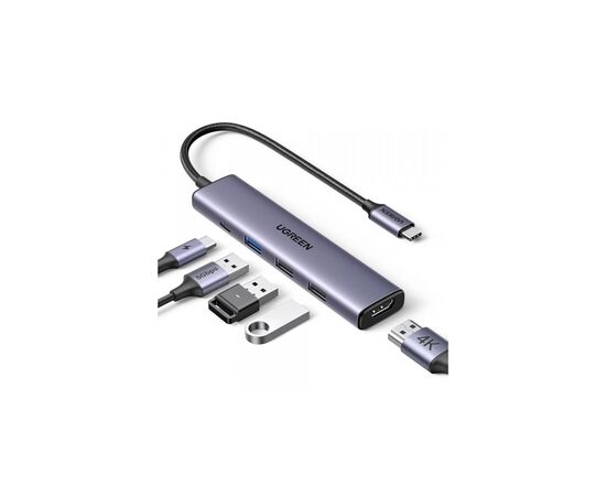 Порт-реплікатор Ugreen CM478 USB Type-C HDMI, USB/3.0, Type-C for charging PD/100W (15495), зображення 2 Порт-реплікатор Ugreen CM478 USB Type-C HDMI, USB/3.0, Type-C for charging PD/100W (15495), зображення 2