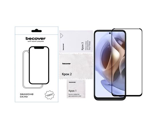 Стекло защитное BeCover Motorola Moto G15 Black (713414), изображение 4 Стекло защитное BeCover Motorola Moto G15 Black (713414), изображение 4