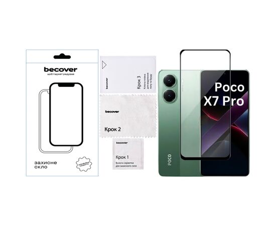 Стекло защитное BeCover Poco X7 Pro Black (713415), изображение 4 Стекло защитное BeCover Poco X7 Pro Black (713415), изображение 4