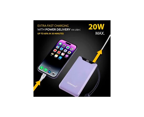 Батарея универсальная Intenso F10000 10000mAh QC3.0 purple (7332033), изображение 6 Батарея универсальная Intenso F10000 10000mAh QC3.0 purple (7332033), изображение 6