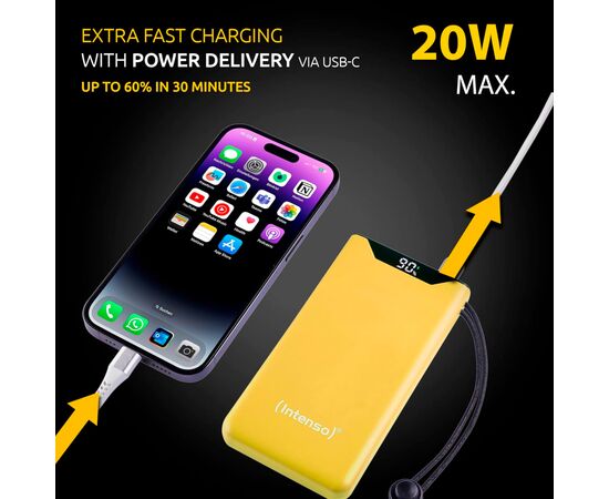 Батарея универсальная Intenso F10000 10000mAh QC/3.0 yellow (7332039), изображение 7 Батарея универсальная Intenso F10000 10000mAh QC/3.0 yellow (7332039), изображение 7