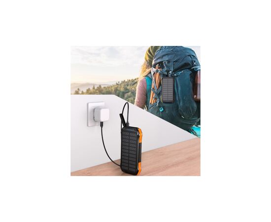 Батарея универсальная Choetech 10000mAh 10W 2USB-A+USB-C,solar panel Black-Orange (B658-OR), изображение 5 Батарея универсальная Choetech 10000mAh 10W 2USB-A+USB-C,solar panel Black-Orange (B658-OR), изображение 5