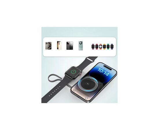 Батарея универсальная Choetech Magnetic Wireless 10000mAh 15W, PD, QC/3.0, 3in1charg. with build-in cable (B695-GW), изображение 5 Батарея универсальная Choetech Magnetic Wireless 10000mAh 15W, PD, QC/3.0, 3in1charg. with build-in cable (B695-GW), изображение 5