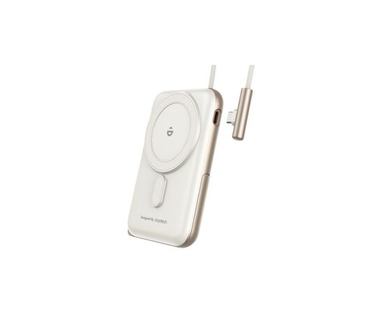 Батарея универсальная Choetech Magnetic Wireless 10000mAh 20W, PD, Qi-15W, USB-C In/Out, buid-in cabel, White (B735-CCWH), изображение 2 Батарея универсальная Choetech Magnetic Wireless 10000mAh 20W, PD, Qi-15W, USB-C In/Out, buid-in cabel, White (B735-CCWH), изображение 2