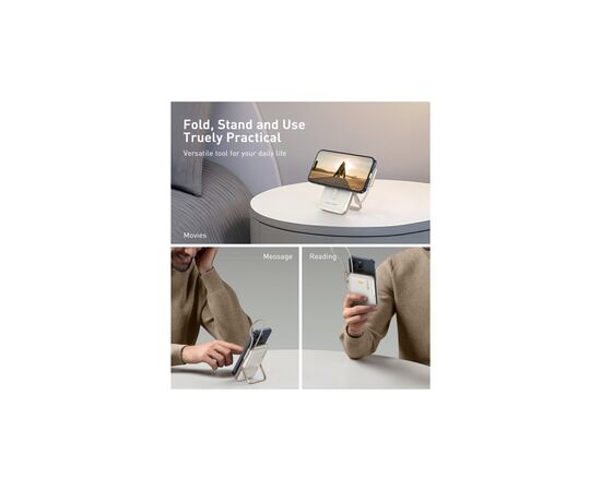 Батарея универсальная Choetech Magnetic Wireless 10000mAh 20W, PD, Qi-15W, USB-C In/Out, buid-in cabel, White (B735-CCWH), изображение 7 Батарея универсальная Choetech Magnetic Wireless 10000mAh 20W, PD, Qi-15W, USB-C In/Out, buid-in cabel, White (B735-CCWH), изображение 7