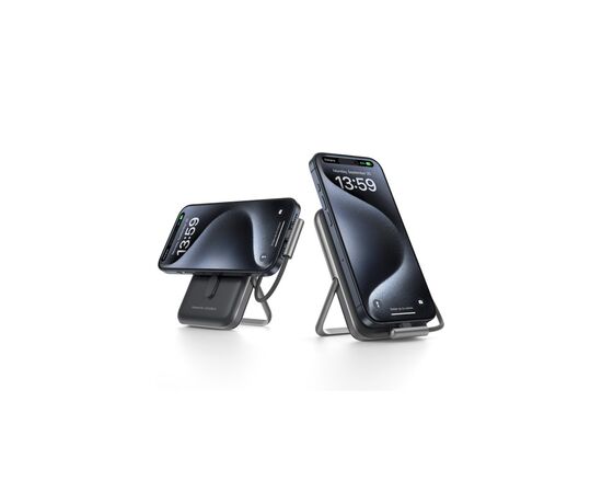 Батарея универсальная Choetech Magnetic Wireless 10000mAh 20W, PD, Qi-15W, USB-C In/Out, build-in cabel, Black (B735-CCBK), изображение 4 Батарея универсальная Choetech Magnetic Wireless 10000mAh 20W, PD, Qi-15W, USB-C In/Out, build-in cabel, Black (B735-CCBK), изображение 4