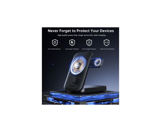 Батарея универсальная Choetech Magnetic Wireless 10000mAh 20W, PD, Qi-2 15W, USB-C, Lightning, Apple Watch charger (B750-CCBK), изображение 3 Батарея универсальная Choetech Magnetic Wireless 10000mAh 20W, PD, Qi-2 15W, USB-C, Lightning, Apple Watch charger (B750-CCBK), изображение 3