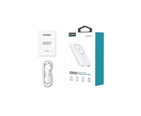 Батарея универсальная Choetech Magnetic Wireless 10000mAh 20W, PD,QC/3.0, USB-A, USB-C, White (B663-ACWH), изображение 4 Батарея универсальная Choetech Magnetic Wireless 10000mAh 20W, PD,QC/3.0, USB-A, USB-C, White (B663-ACWH), изображение 4
