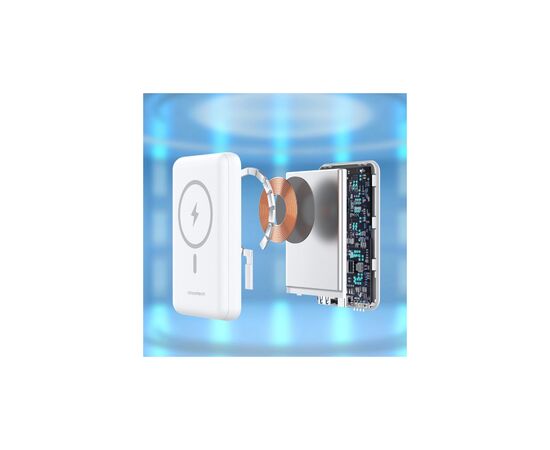 Батарея универсальная Choetech Magnetic Wireless 10000mAh 20W, PD,QC/3.0, USB-A, USB-C, White (B663-ACWH), изображение 7 Батарея универсальная Choetech Magnetic Wireless 10000mAh 20W, PD,QC/3.0, USB-A, USB-C, White (B663-ACWH), изображение 7