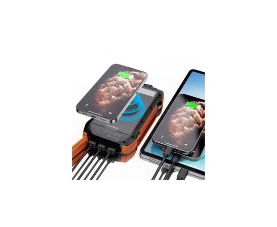 Батарея универсальная Choetech Wireless 20000mAh 20W, PD, QC/3.0, solar panel, Qi-5W, Black-Orange (B657-OR), изображение 6 Батарея универсальная Choetech Wireless 20000mAh 20W, PD, QC/3.0, solar panel, Qi-5W, Black-Orange (B657-OR), изображение 6
