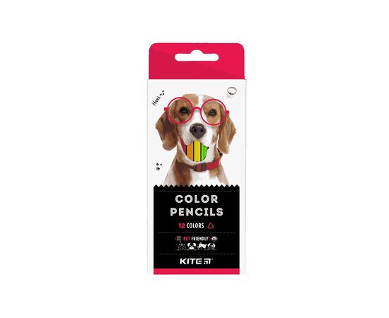 Карандаши цветные Kite трехгранные Dogs 12 шт. (K22-053-1)