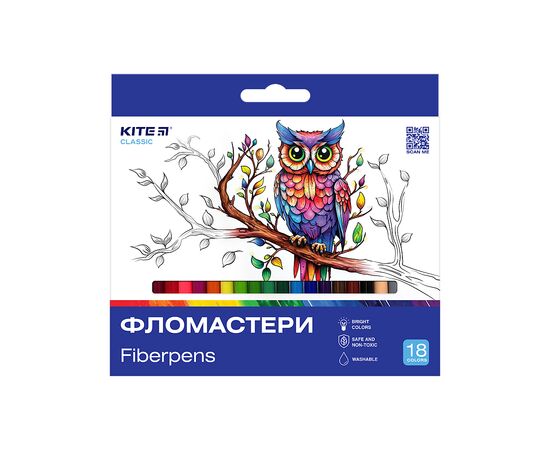 Фломастери Kite Classic 18 кольорів (K-448)