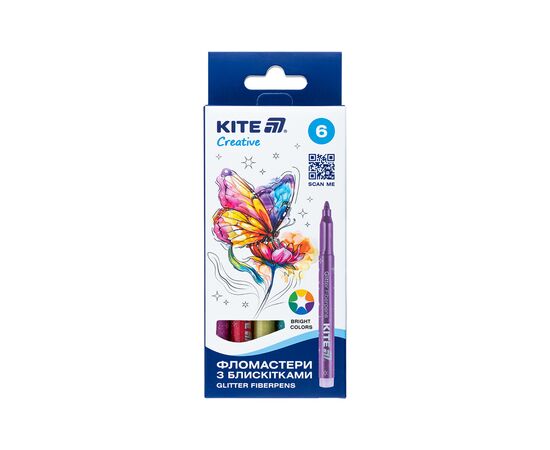 Фломастери Kite Creative з блискітками 6 кольорів (K-1147)